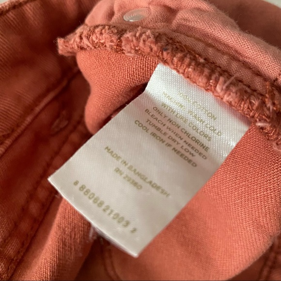 Dusky Red Raw Hem High Waist Jean Shorts - Picture 6 of 9